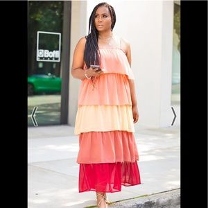 "Do It To it" Multi Tone Layered Maxi Dress